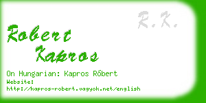robert kapros business card